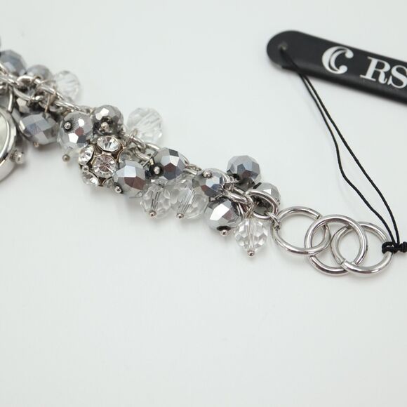 Charming Charlie Sparkle Bead Charm Watch 24mm Silver Loop Bracelet New Battery - Picture 10 of 14